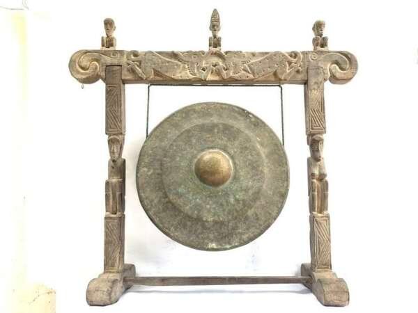 Gong Stand 1110mm Large Borneo Drum Wooden Display Music Musical Instrument Old Vintage