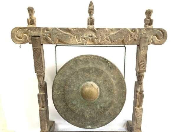 Gong Stand 1110mm Large Borneo Drum Wooden Display Music Musical Instrument Old Vintage