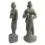 Village Statue 310mm Male and Female Naked Warrior Figure Figurine Sculpture Dayak Tribal Borneo