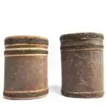 Seed Container (1 Pair) Traditional Tribal Box Basket Wood Carving Tree Bark Borneo