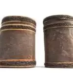 Seed Container (1 Pair) Traditional Tribal Box Basket Wood Carving Tree Bark Borneo