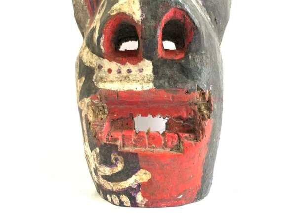 War Mask 390mm Enemy Trophy Headhunting Headhunter Dayak Tribe Borneo Antique Wall Sculpture Figurine
