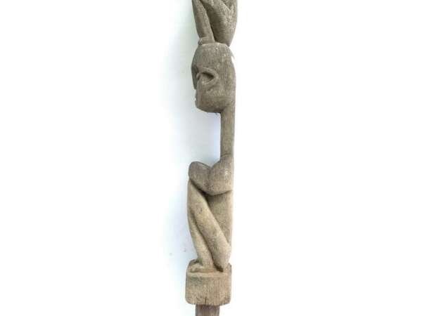Pole Statue 870mm Double Figurine Dayak Bahau Outdoor Garden Figure Sculpture Borneo Headhunter