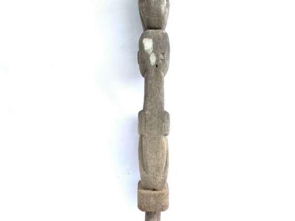 Pole Statue 870mm Double Figurine Dayak Bahau Outdoor Garden Figure Sculpture Borneo Headhunter