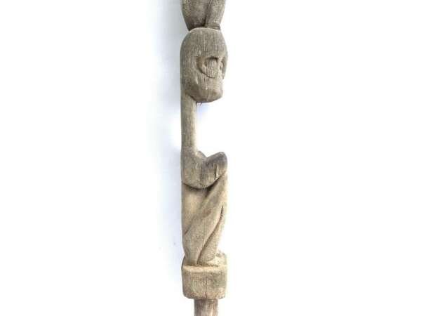 Pole Statue 870mm Double Figurine Dayak Bahau Outdoor Garden Figure Sculpture Borneo Headhunter