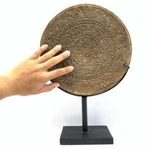 Wooden Round Panel (Large 390mm) Wall Table Kitchen Deco Tribe Wood Carving Indonesia