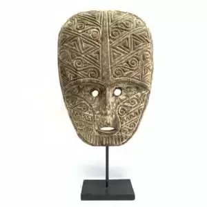 Indonesia Mask (540mm On Stand) Atauro Timor Island Sculpture Wood Carving Face Figurine Wall Deco