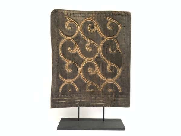 #8 Wall Artifact (410mm x 335mm) Tongkonan Toraja Old Wall Panel Painting Drawing Wood Carving