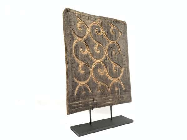 #8 Wall Artifact (410mm x 335mm) Tongkonan Toraja Old Wall Panel Painting Drawing Wood Carving