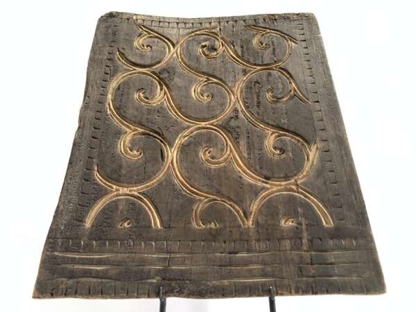 #8 Wall Artifact (410mm x 335mm) Tongkonan Toraja Old Wall Panel Painting Drawing Wood Carving