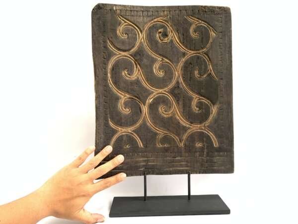 #8 Wall Artifact (410mm x 335mm) Tongkonan Toraja Old Wall Panel Painting Drawing Wood Carving